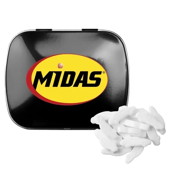 Customizable domed tin filled with car shaped, sugar-free mints; includes full... from ASI 44900 NC Custom (CI/Lanco) / Chocolate Inn/Taylor & Grant