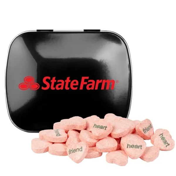 Domed tin - imprinted conversation hearts.... from ASI 44900 NC Custom (CI/Lanco)