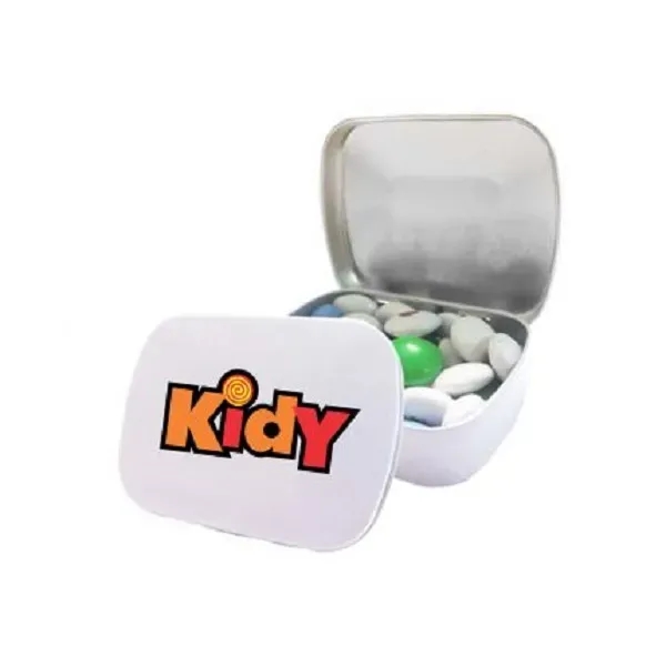 Domed tin filled with chocolate buttons.... from ASI 44900 NC Custom (CI/Lanco) / Lanco