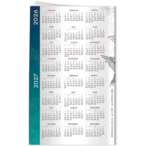 Pocket Calendar - 2026 Reducing Stress Color Comfort.... from ASI 54100 Fields Manufacturing Inc / Better Life Line