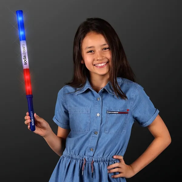 Blank or imprinted. 18" Red White & Blue LED Light Batons... from ASI 34194 ALightPromos / Alight Promotional Products