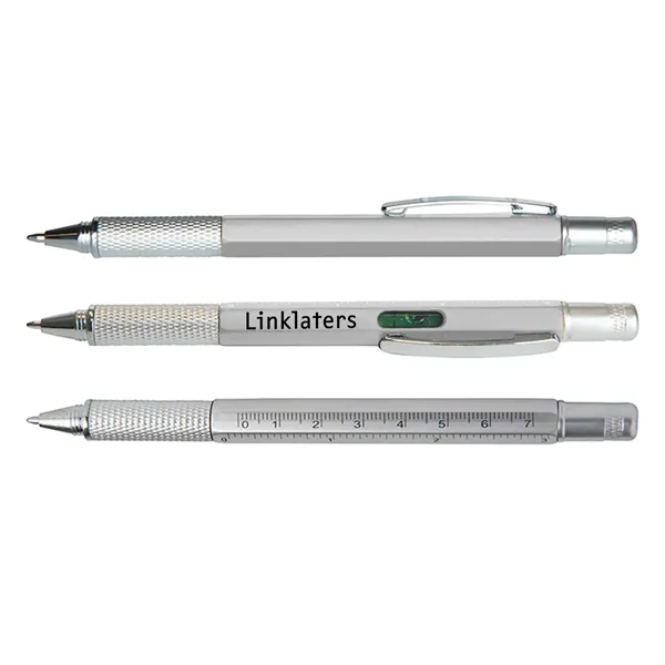 This twist-action, tool equipped ballpoint pen features a silver barrel with... from ASI 52710 Lincoln Line