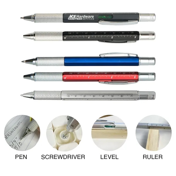 This twist-action, tool equipped ballpoint pen features a silver barrel with... from ASI 52710 Lincoln Line