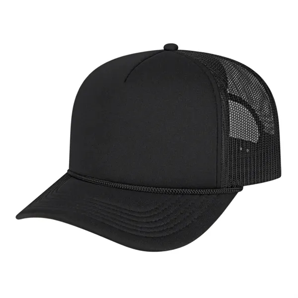 Medium profile five panel structured cap with a modified flat visor... from ASI 43792 Cap America Inc