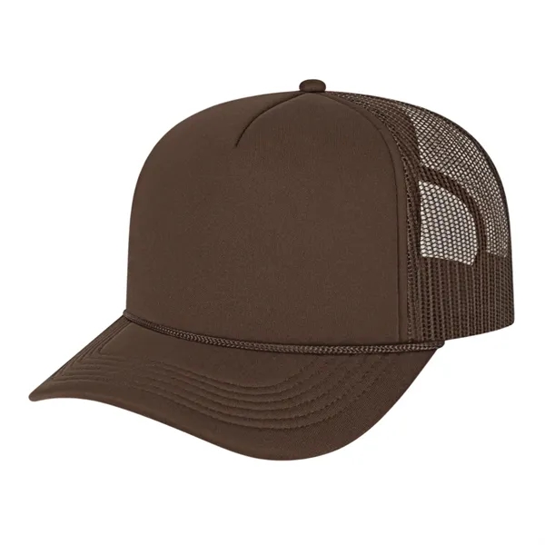 Medium profile five panel structured cap with a modified flat visor... from ASI 43792 Cap America Inc