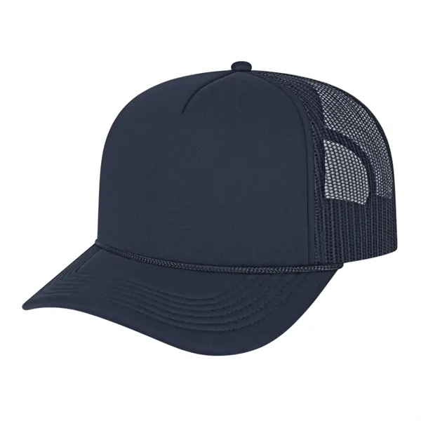 Medium profile five panel structured cap with a modified flat visor... from ASI 43792 Cap America Inc