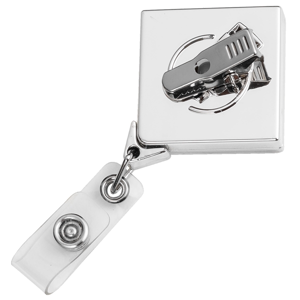 JUMBO Diamond retractable badge reel, chrome finish, alligator clip back, anti-twist... from ASI 49470 DEVARA
