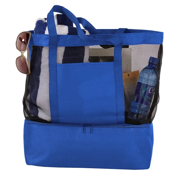 600D polyester and nylon mesh beach tote with zippered cooler section... from ASI 68507 The Magnet Group / The Bag Factory®