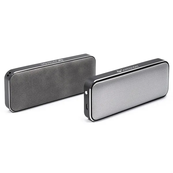 Aluminum and vegan suede 10-watt Nano Pro speaker with TWS pairing.... from ASI 68507 The Magnet Group / Innovations by Magnet™