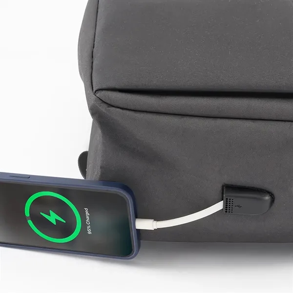 This elegant snow fabric backpack fits a 17" laptop and has... from ASI 68507 The Magnet Group / The Bag Factory®