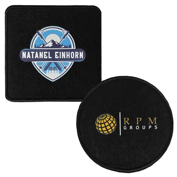 Polyester Felt coaster with stitched edge border decorated with Direct to... from ASI 90160 Suntex Industries