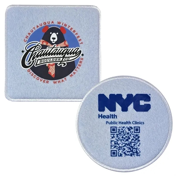 Polyester Felt coaster with stitched edge border decorated with Direct to... from ASI 90160 Suntex Industries