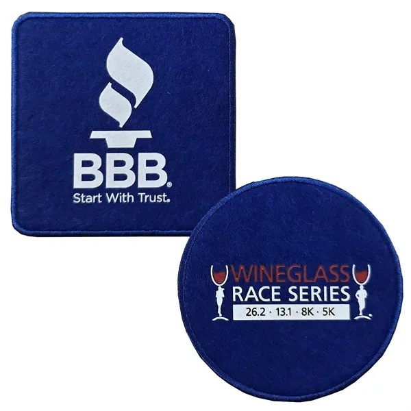 Polyester Felt coaster with stitched edge border decorated with Direct to... from ASI 90160 Suntex Industries