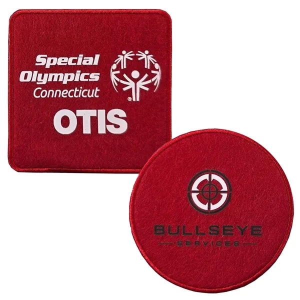 Polyester Felt coaster with stitched edge border decorated with Direct to... from ASI 90160 Suntex Industries