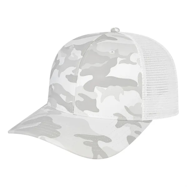 Medium profile six panel structured cap with a modified flat visor... from ASI 43792 Cap America Inc