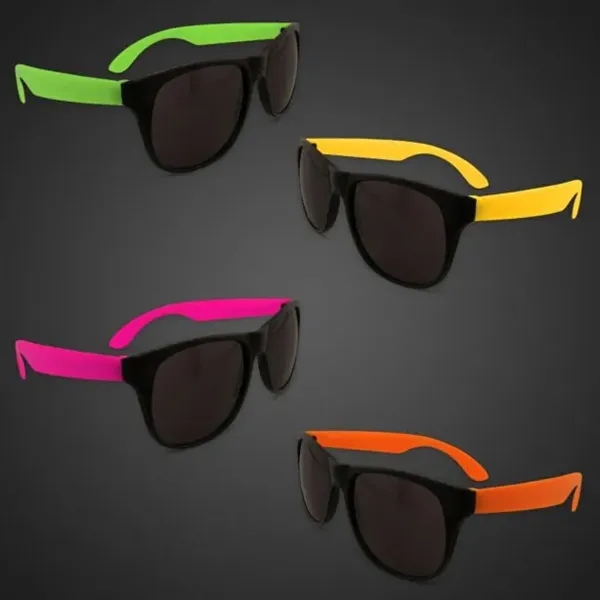 Plastic sunglasses with black frames and neon colored arms.... from ASI 42016 Brighter Promotions Inc / Chemical Light™