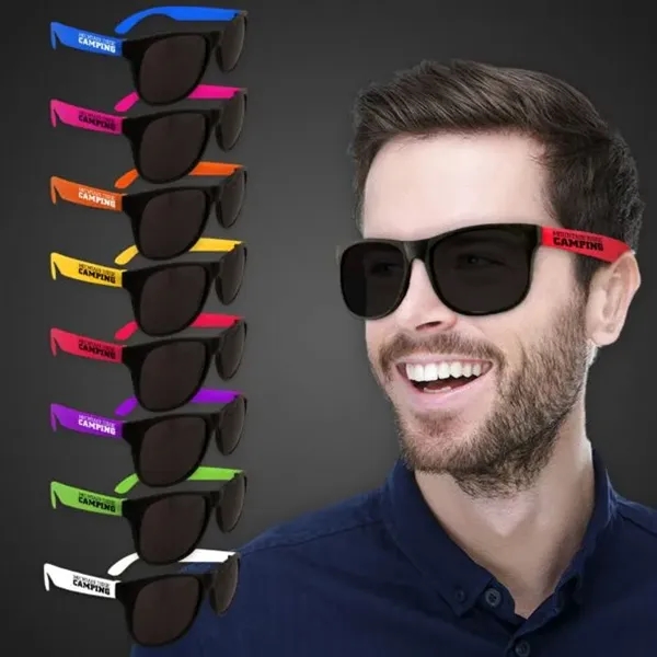 Plastic sunglasses with black frames and neon colored arms.... from ASI 42016 Brighter Promotions Inc / Chemical Light™