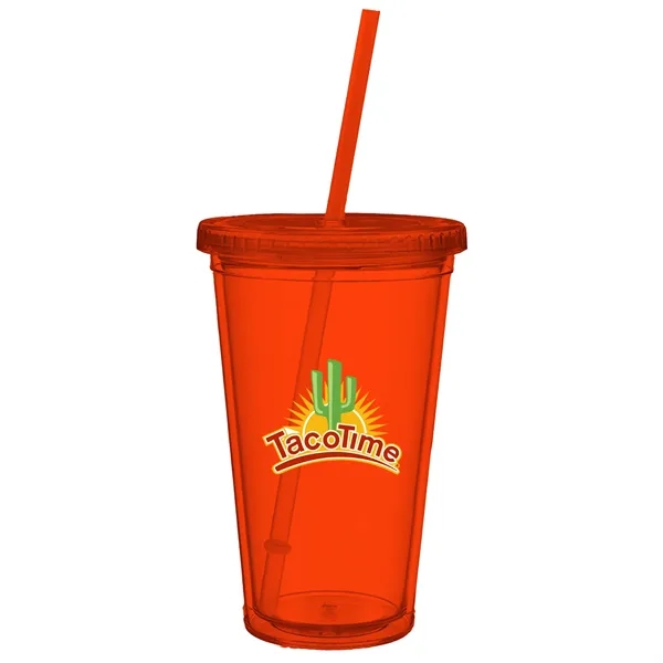 Double wall plastic 16 ounce tumbler with lid, straw and digital... from ASI 91880 Tranter Graphics Inc