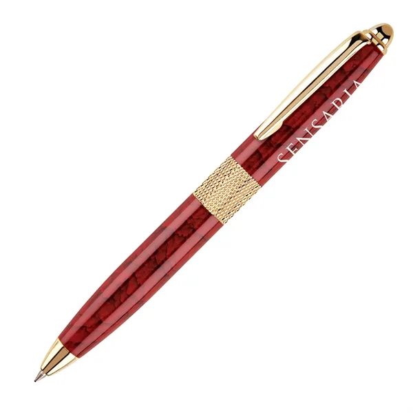 Brass twist-action ballpoint pen with an enamel-coated barrel and shiny gold... from ASI 68190 Lungsal / Lungsal