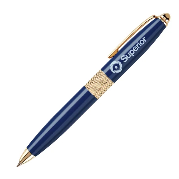 Brass twist-action ballpoint pen with an enamel-coated barrel and shiny gold... from ASI 68190 Lungsal / Lungsal