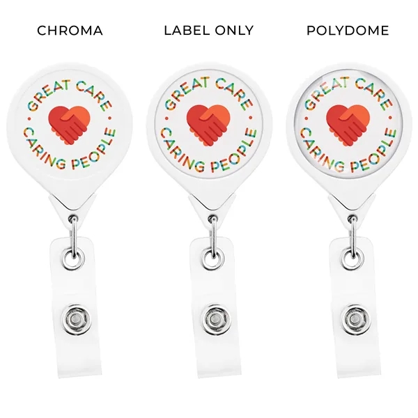 Jumbo round retractable badge reel in solid colors, alligator clip back,... from ASI 49470 DEVARA