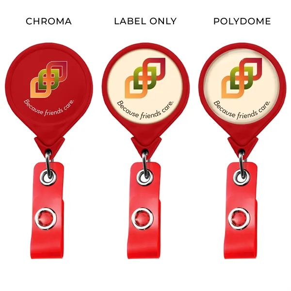 Jumbo round retractable badge reel in solid colors, alligator clip back,... from ASI 49470 DEVARA