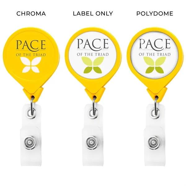 Jumbo round retractable badge reel in solid colors, alligator clip back,... from ASI 49470 DEVARA
