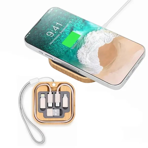 Square-shaped 15W wireless charger with 5-in-1 charging cable kit compatible with... from ASI 90859 Tempo Industries Inc / Tempo Tempoline