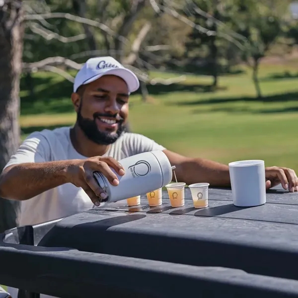 Portable 20 oz flask with pour spout, leak-proof lid, and four... from ASI 38120 Ball Pro / Diversified Quality Kitchenware