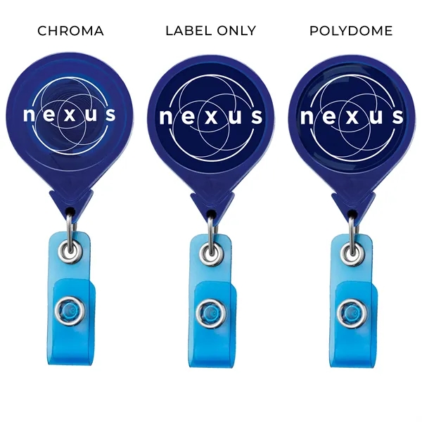 JUMBO Round retractable badge reel in translucent colors, alligator clip back,... from ASI 49470 DEVARA