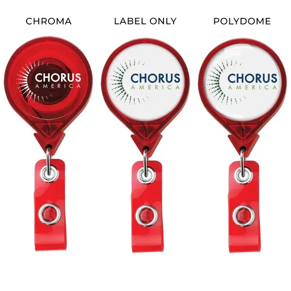JUMBO Round retractable badge reel in translucent colors, alligator clip back,... from ASI 49470 DEVARA
