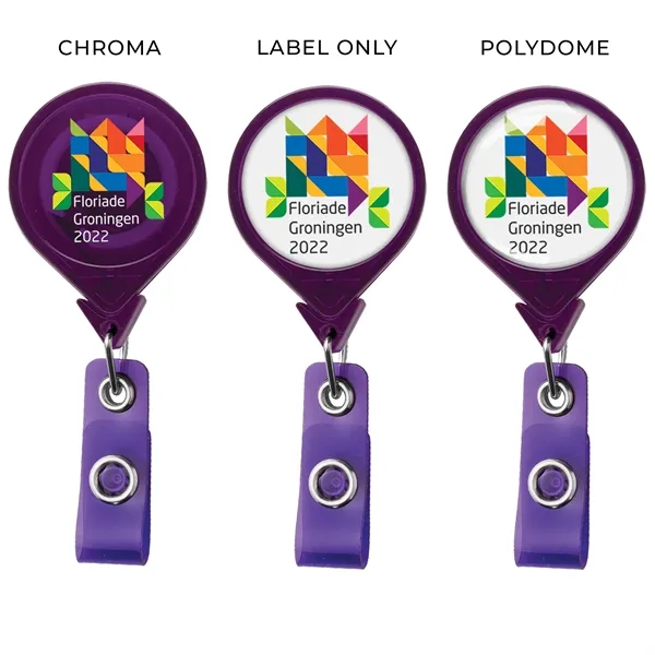 JUMBO Round retractable badge reel in translucent colors, alligator clip back,... from ASI 49470 DEVARA