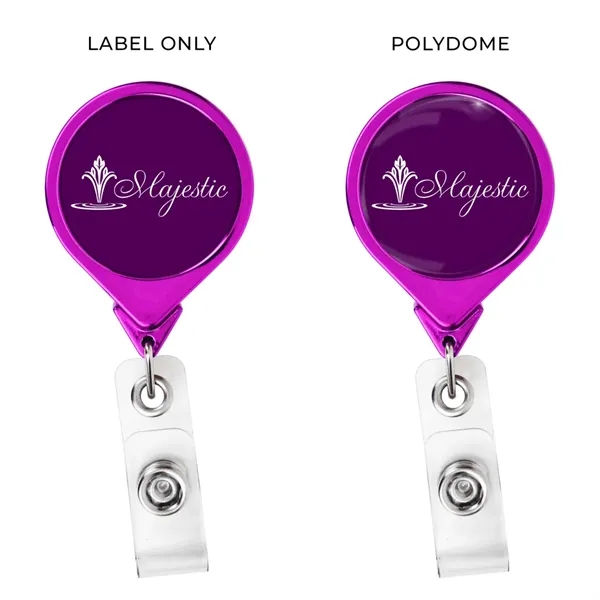 Color Chrome JUMBO Round retractable badge reel, bull dog clip back,... from ASI 49470 DEVARA