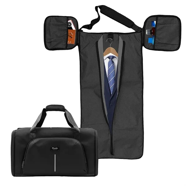 11" x 11.4375" x 20.5" black rPET duffel bag with foldable... from ASI 68507 The Magnet Group