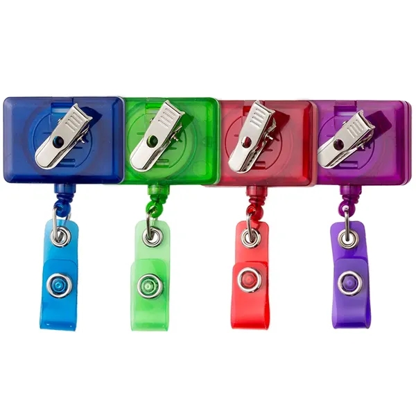 JUMBO rectangle retractable badge reel in translucent colors, alligator clip back... from ASI 49470 DEVARA