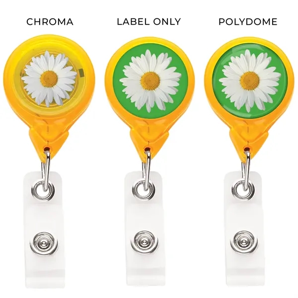 Round retractable badge reel in translucent colors, alligator clip back, anti-twist... from ASI 49470 DEVARA