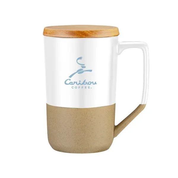 15oz Two-Tone Ceramic Mug w/Wood Lid... from ASI 88060 Snugz/USA Inc