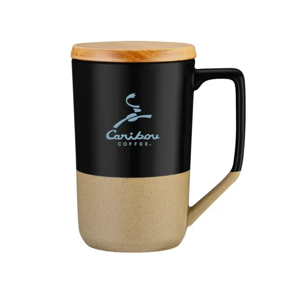 15oz Two-Tone Ceramic Mug w/Wood Lid... from ASI 88060 Snugz/USA Inc
