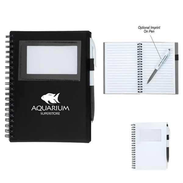 Spiral notebook with ID window and matching pen in elastic pen... from ASI 61125 Hit Promotional Products / Hit®
