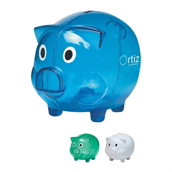 Plastic piggy bank with removable bottom plug for coin retrieval.... from ASI 61125 Hit Promotional Products / Hit®