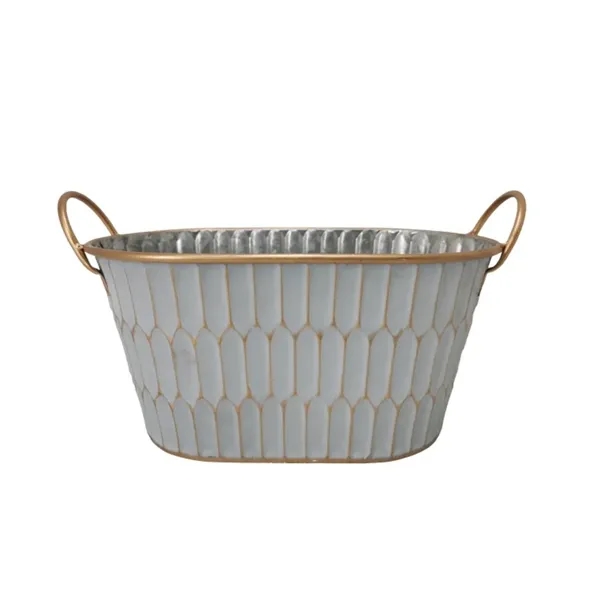 Metal Embossed White & Gold Gift Basket Empty... from ASI 89971 Stuff A Mug