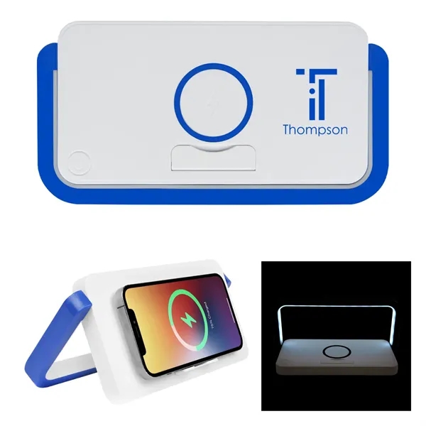 Desktop LED reading lamp and 10W wireless charger and adjustable phone... from ASI 61125 Hit Promotional Products / Hit®