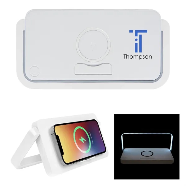 Desktop LED reading lamp and 10W wireless charger and adjustable phone... from ASI 61125 Hit Promotional Products / Hit®