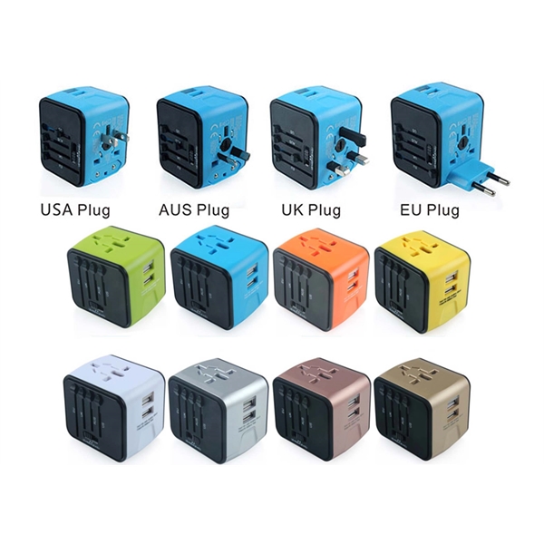 This World Travel Adapter (Red) with 2 USB Charging Ports comes... from ASI 79909 Promotek