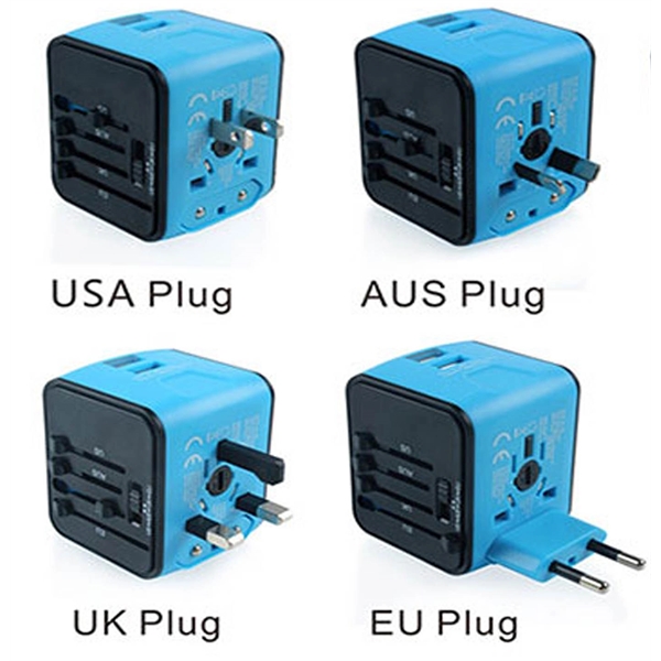 This World Travel Adapter with 2 USB Ports is available in... from ASI 79909 Promotek / Promotek™