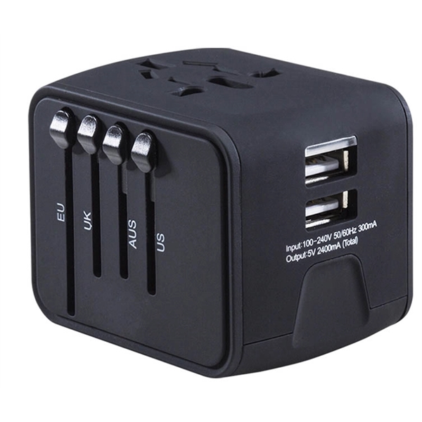 This World Travel Adapter with 2 USB Ports is available in... from ASI 79909 Promotek / Promotek™