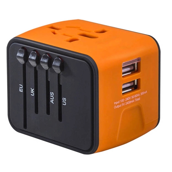 This World Travel Adapter with 2 USB Ports is available in... from ASI 79909 Promotek / Promotek™