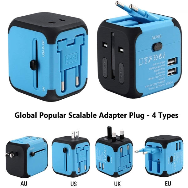 This World Travel Adapter with 2 USB Ports is available in... from ASI 79909 Promotek / Promotek™