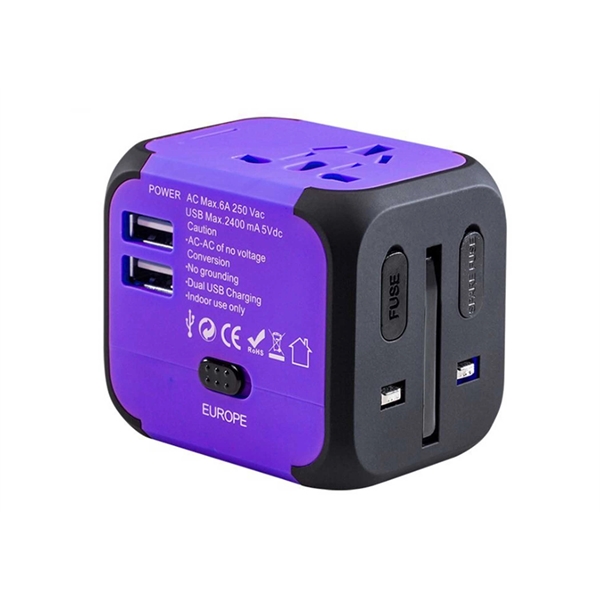 This World Travel Adapter with 2 USB Charging Ports is available... from ASI 79909 Promotek