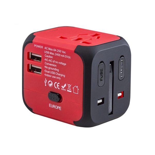 This World Travel Adapter with 2 USB Ports is available in... from ASI 79909 Promotek / Promotek™